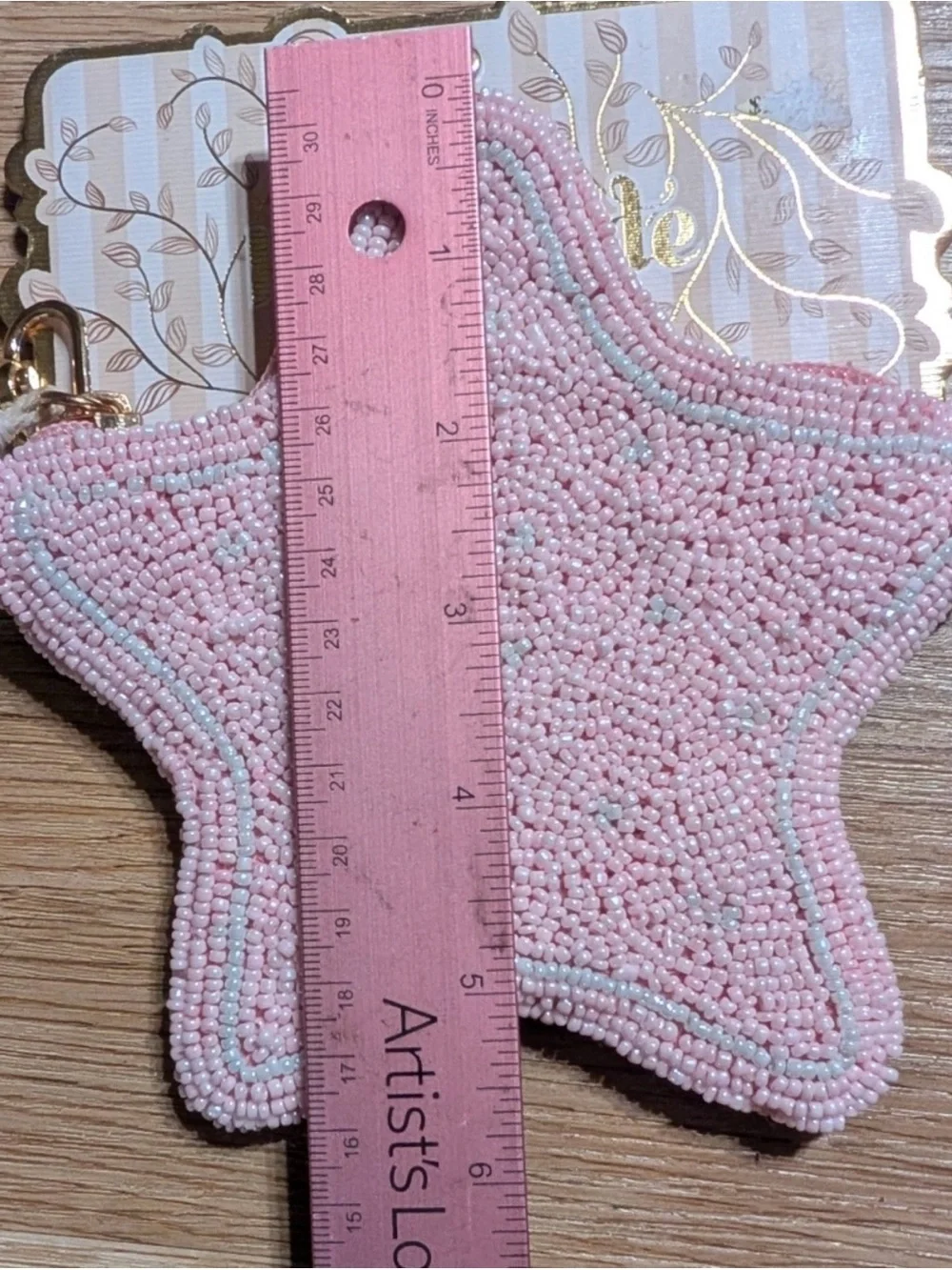 Pink Star Beaded Keychain Charm/Coin Pouch. NWT